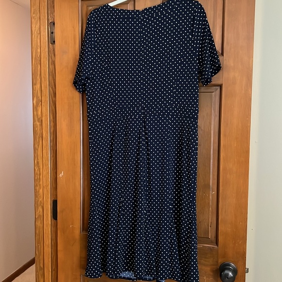 NWT Talbots, Blue Navy White Polka Dot Dress, Size 14 - Picture 4 of 8